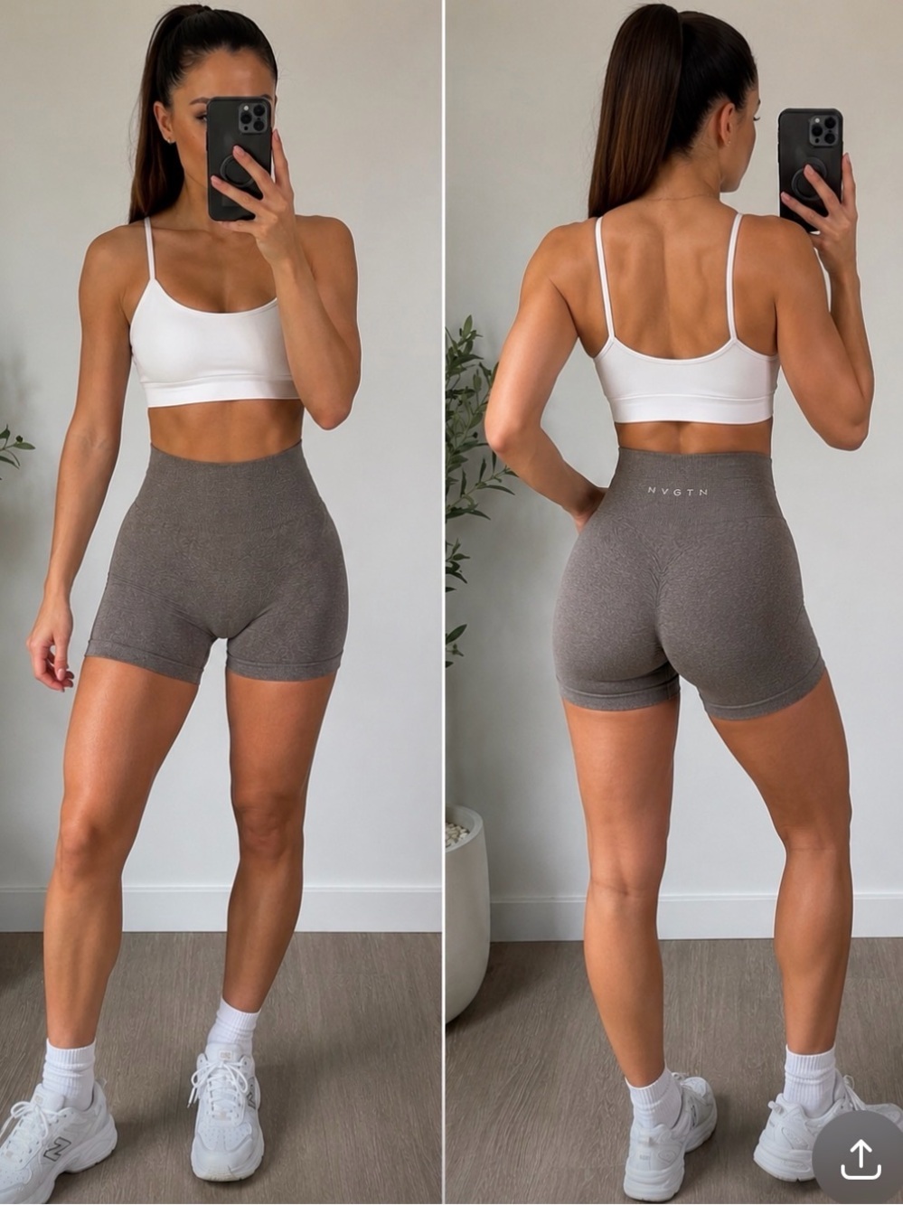 NVGTN High-Waist Seamless Bike Shorts in Taupe